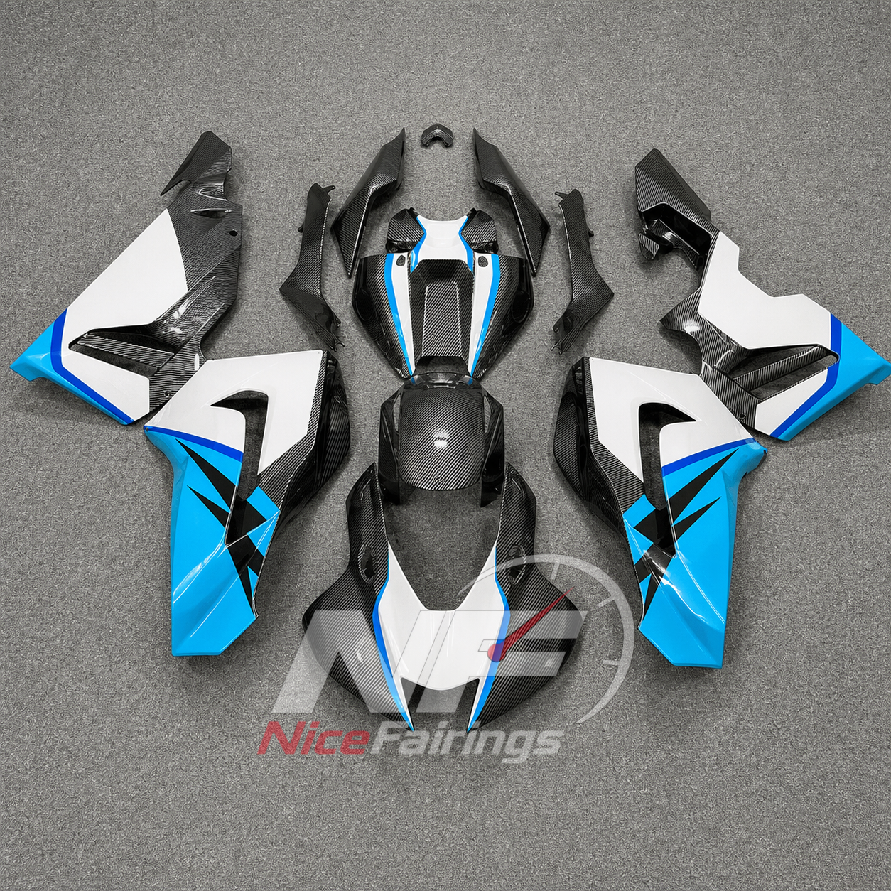 Black White Cyan ABS fairing kit for Honda CBR1000RR-R 2020-2023, design P12 - image 1