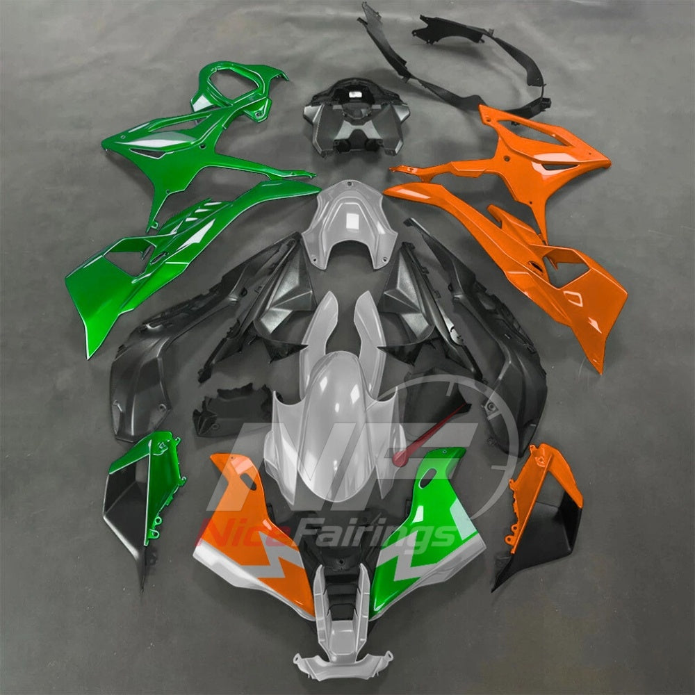 For BMW S1000RR 2025-2026 Green Black ABS Body Kit with Street and Track Fairing Panels | NiceFairings - paint design NO.3 option image