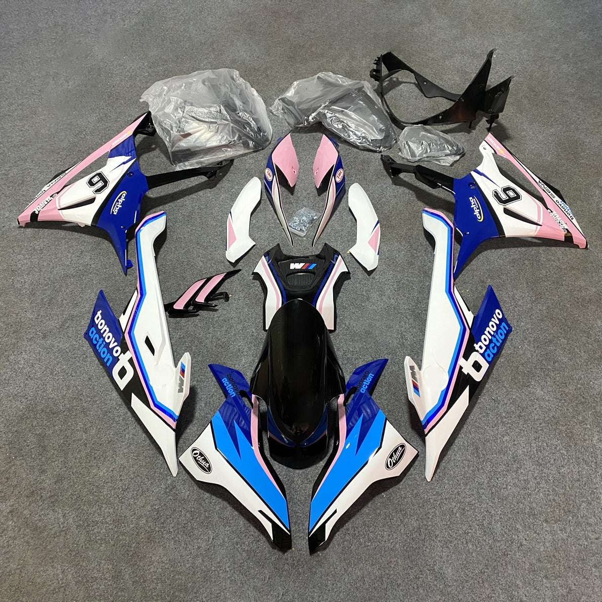 For BMW S1000RR 2019-2022 Blue Silver Custom Painted ABS Body Kit For Street Or Track | NiceFairings - paint design NO.9 option image