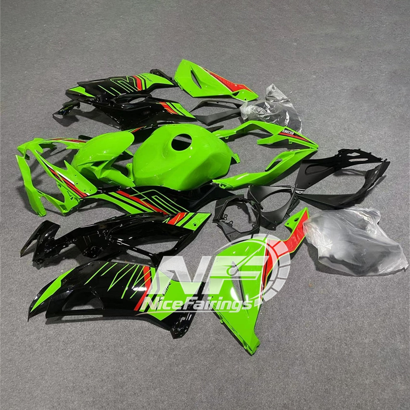 ZX6R 636 2019-2023 Painted Motorcycle Bodywork Red Black Tank Cover | NiceFairings - paint design NO.9 option image