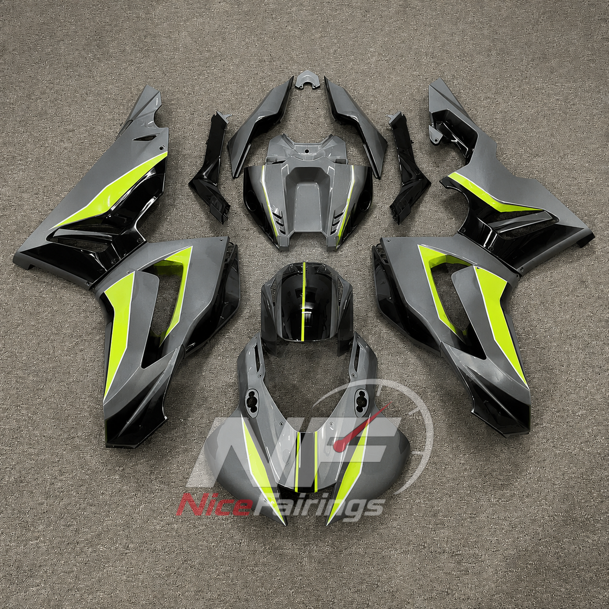 Black Grey Neon Yellow ABS fairing kit for Honda CBR1000RR-R 2020-2023, design D1-P18 - image 1