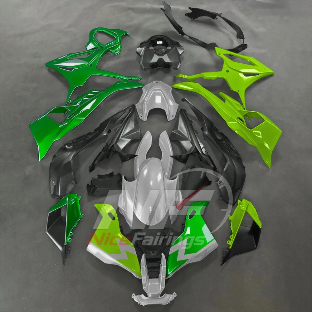 For BMW S1000RR 2025-2026 Green Black ABS Body Kit with Street and Track Fairing Panels | NiceFairings - paint design NO.4 option image