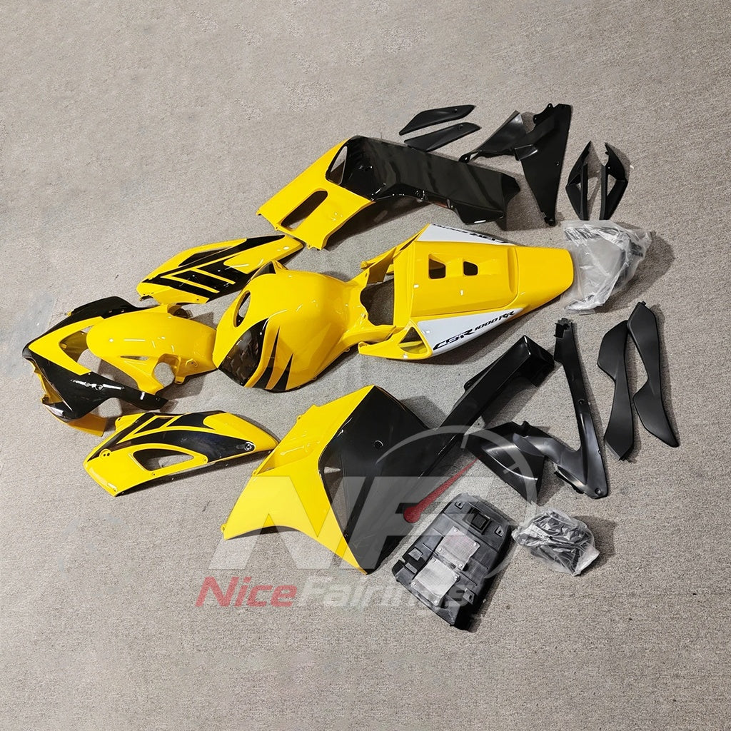 Replacement Yellow Injection-Molded Fairing Set Fits HONDA CBR1000RR 2004-2005 | NiceFairings - side angle image