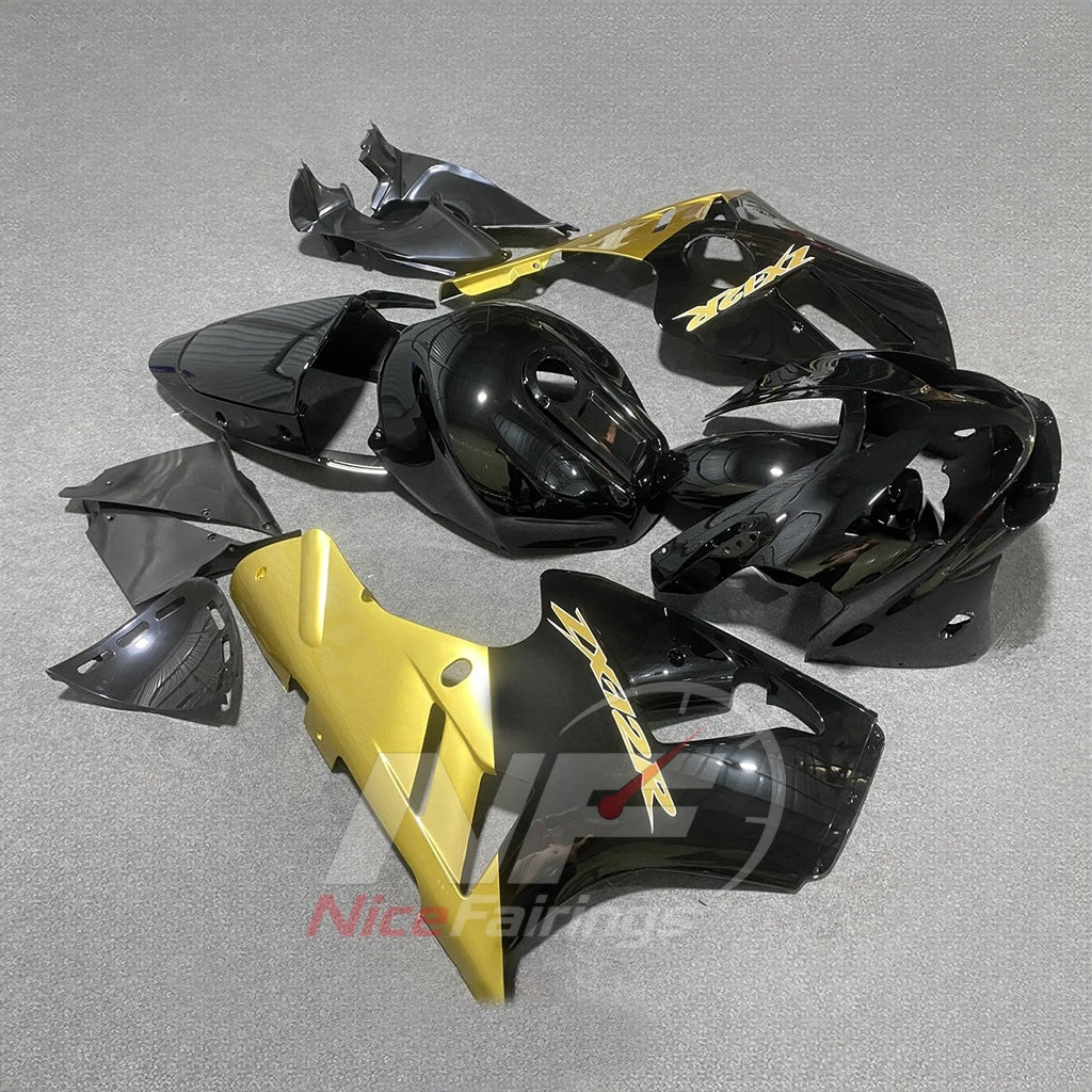 Fairing Kit Fits 2002-2005 KAWASAKI Ninja ZX-12R - ABS Plastic Bodywork - Black Gold Lettering | NiceFairings - front angle image